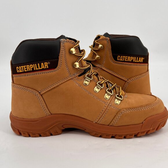Caterpillar Outline ST Steel Toe Work Boot Size 10 Honey Full Grain Leather - Picture 14 of 16